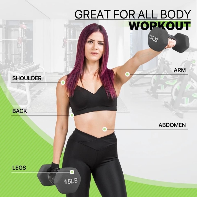 Neoprene Coated Hex Dumbbells NonSlip Grip Gym Fitness Arm Weights For Strength Training Durable An 4