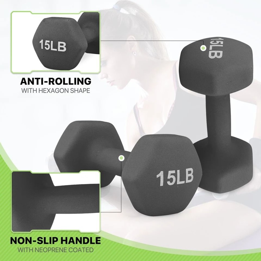 Neoprene Coated Hex Dumbbells NonSlip Grip Gym Fitness Arm Weights For Strength Training Durable An 6