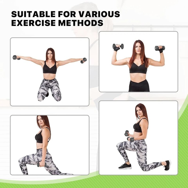 Neoprene Coated Hex Dumbbells NonSlip Grip Gym Fitness Arm Weights For Strength Training Durable An 8