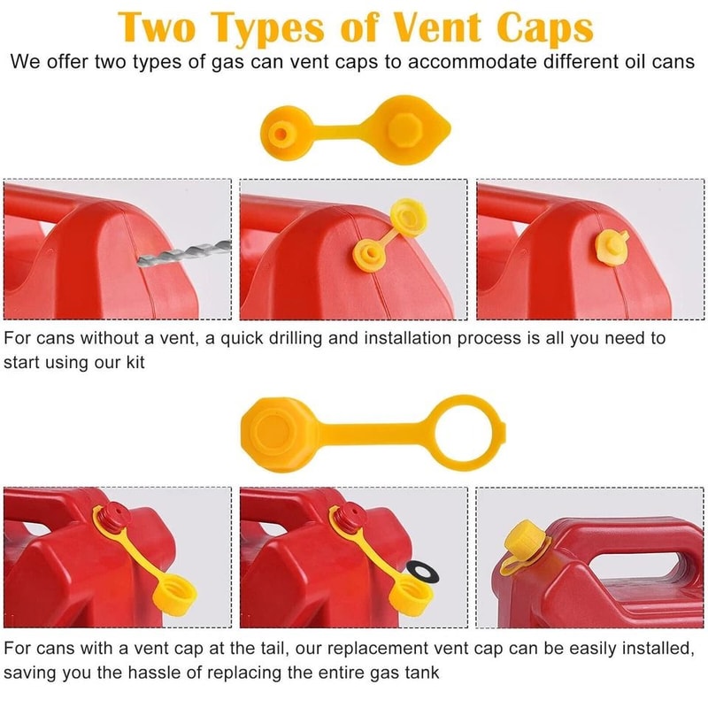 Gas Can Spout Nozzle Vent Kit Replacement For Plastic Gas Cans Old Style Cap Fits Gallon Cans 11