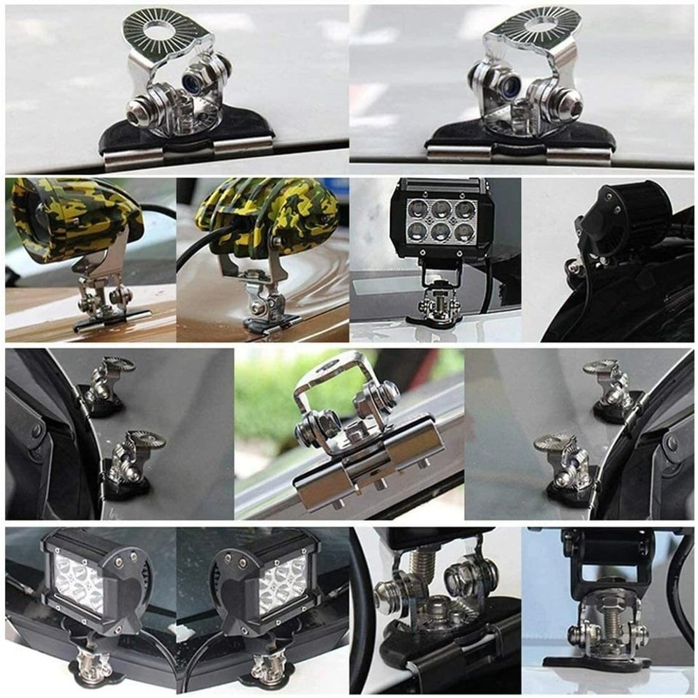 Adjustable Pillar Hood LED Work Light Mount Clamp Holder Universal Fit AntiCorrosion 6