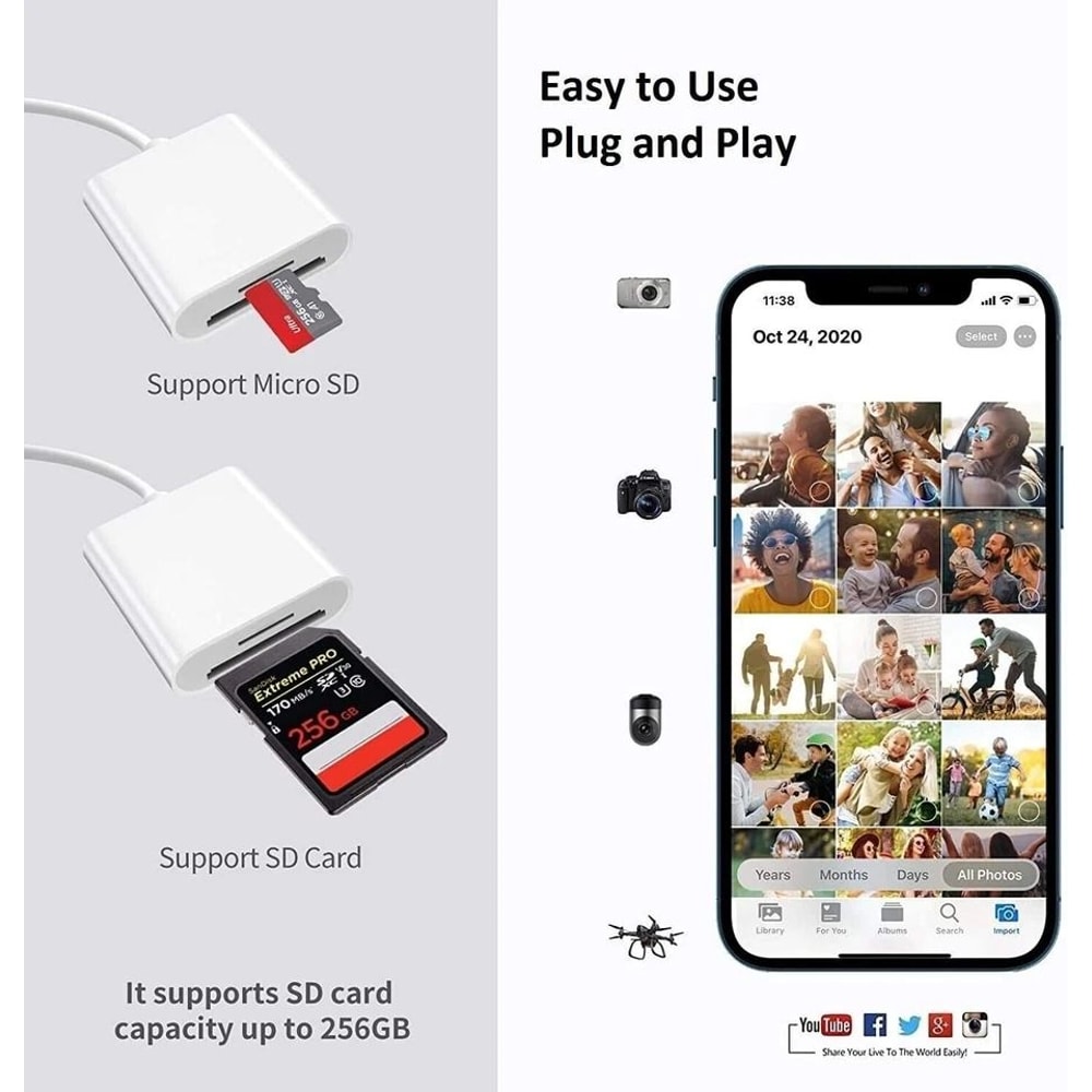 Camera Reader For IPad TFSD Card Adapter SD Card Reader For IPhone6 Plus HighSpeed Data Transfer Fo 1