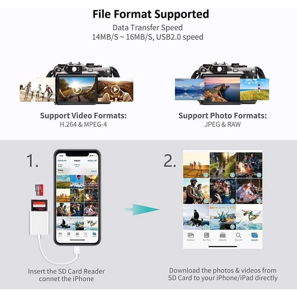 Camera Reader For IPad TFSD Card Adapter SD Card Reader For IPhone6 Plus HighSpeed Data Transfer Fo 5