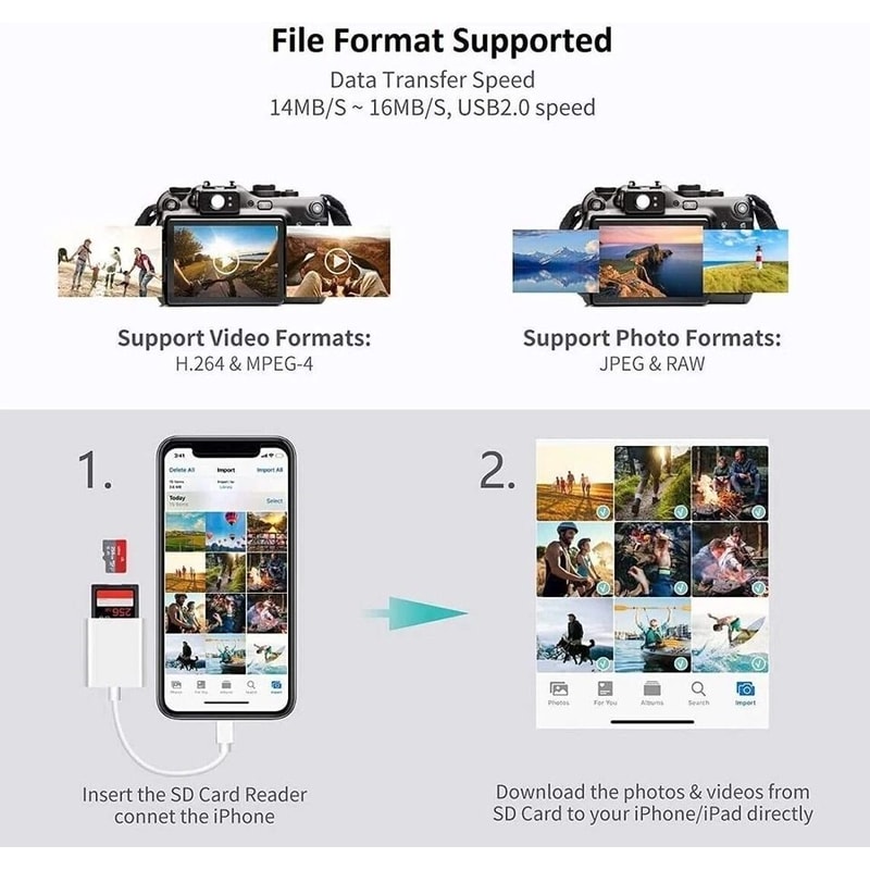 Camera Reader For IPad TFSD Card Adapter SD Card Reader For IPhone6 Plus HighSpeed Data Transfer Fo 5