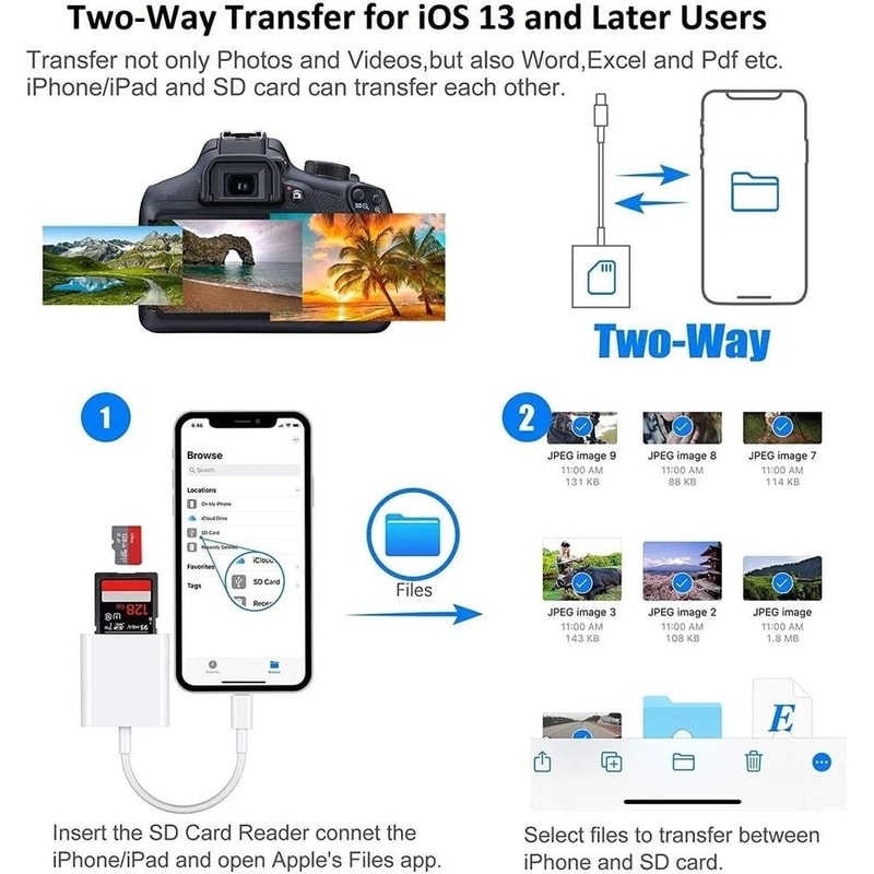 Camera Reader For IPad TFSD Card Adapter SD Card Reader For IPhone6 Plus HighSpeed Data Transfer Fo 6