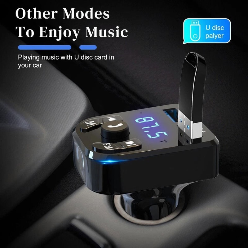 FM Transmitter Adapter With Bluetooth Car Wireless USB PD Charger AUX HandsFree 4