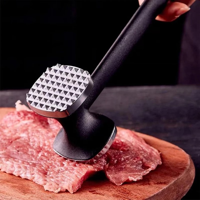 Stainless Steel Meat Tenderizer Hammer DualSided Steak Hammer For Even Cooking And Tenderizing Toug 0
