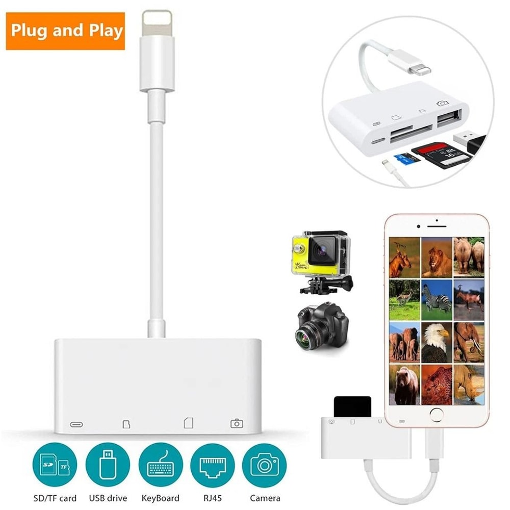 USB Camera Adapter For IPhoneiPadiPod Micro SD SD Card USB To Card Reader For Photos Videos Keyboa
