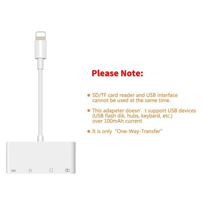 USB Camera Adapter For IPhoneiPadiPod Micro SD SD Card USB To Card Reader For Photos Videos Keyboa