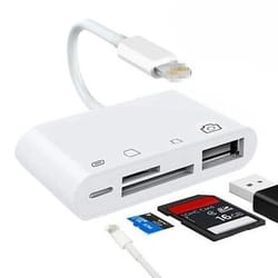 usb camera adapter for iphone/ipad/ipod, micro sd, sd card, usb to card reader for photos, videos, & keyboard input