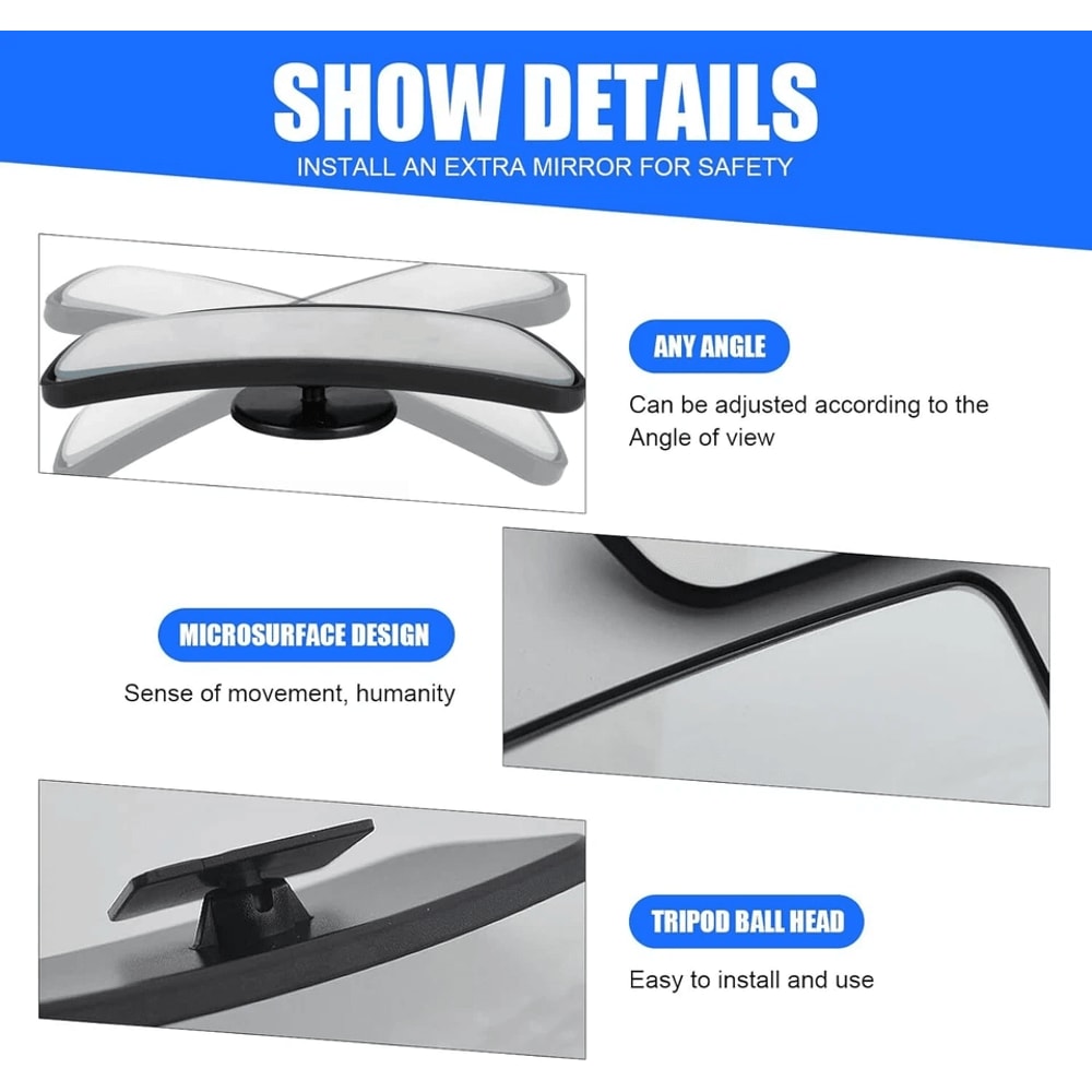 Stick On Rear View Mirror For Car Truck SUV Auxiliary Blind Spot Mirror Wide Angle HD Plating 11