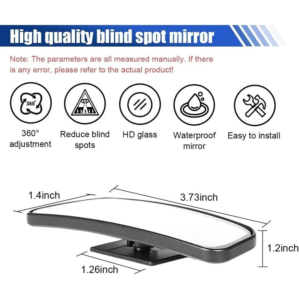 Stick On Rear View Mirror For Car Truck SUV Auxiliary Blind Spot Mirror Wide Angle HD Plating 4