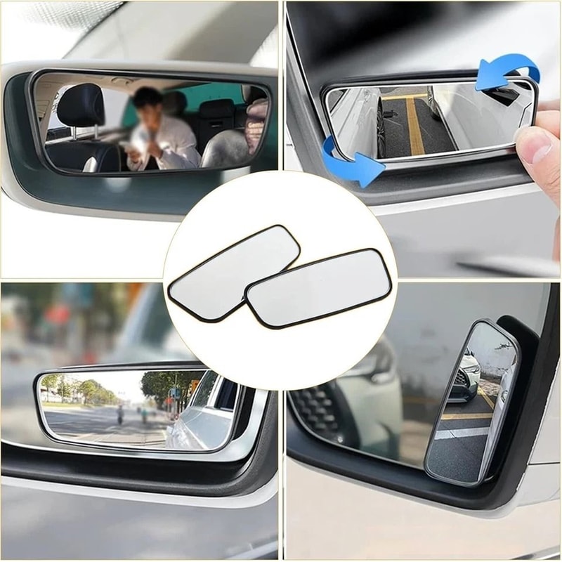 Stick On Rear View Mirror For Car Truck SUV Auxiliary Blind Spot Mirror Wide Angle HD Plating 7