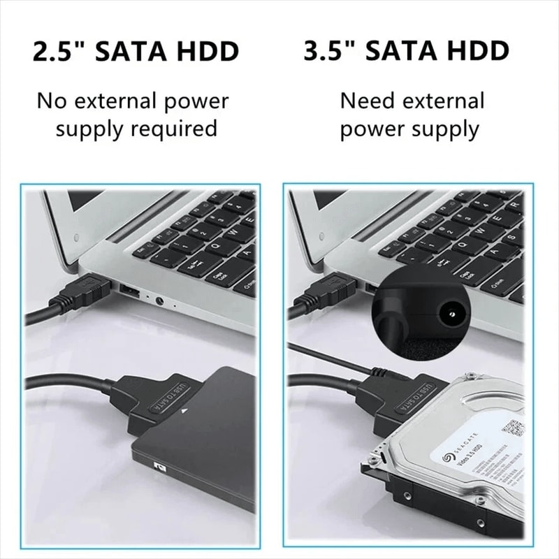 USB To SATA Power Adapter Cable External Hard Drive Reader For SSDHDD Fast Data Transfer For Backup