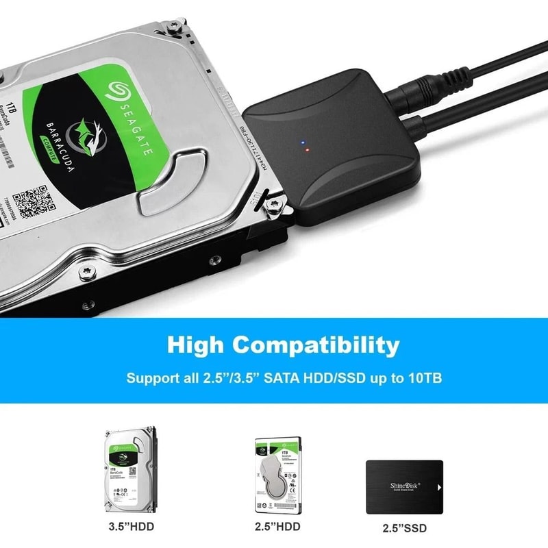 USB To SATA Power Adapter Cable External Hard Drive Reader For SSDHDD Fast Data Transfer For Backup