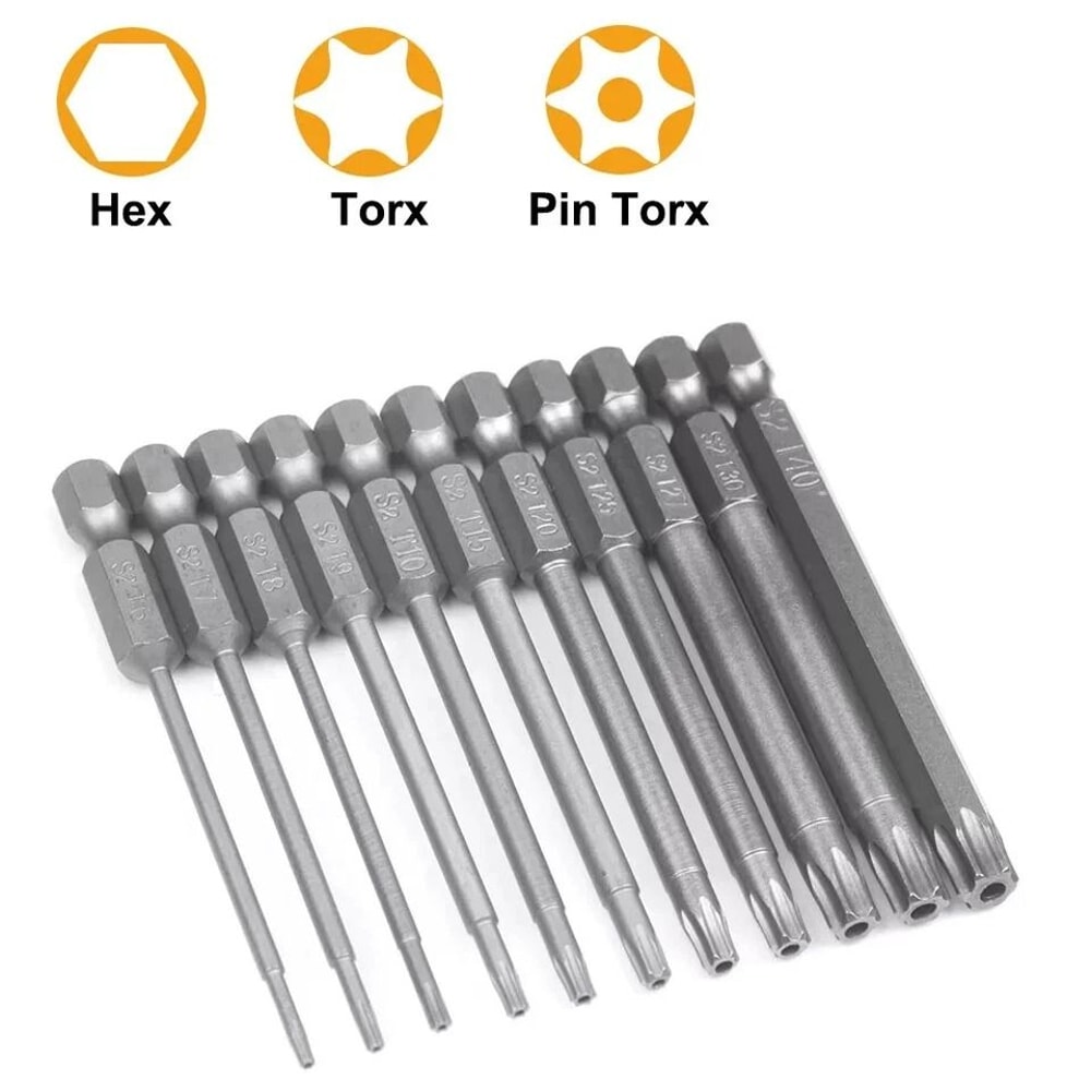 Magnetic Torx Screwdriver Bit Set Security Tamper Proof Star Steel For Electric Screwdrivers Drills 12