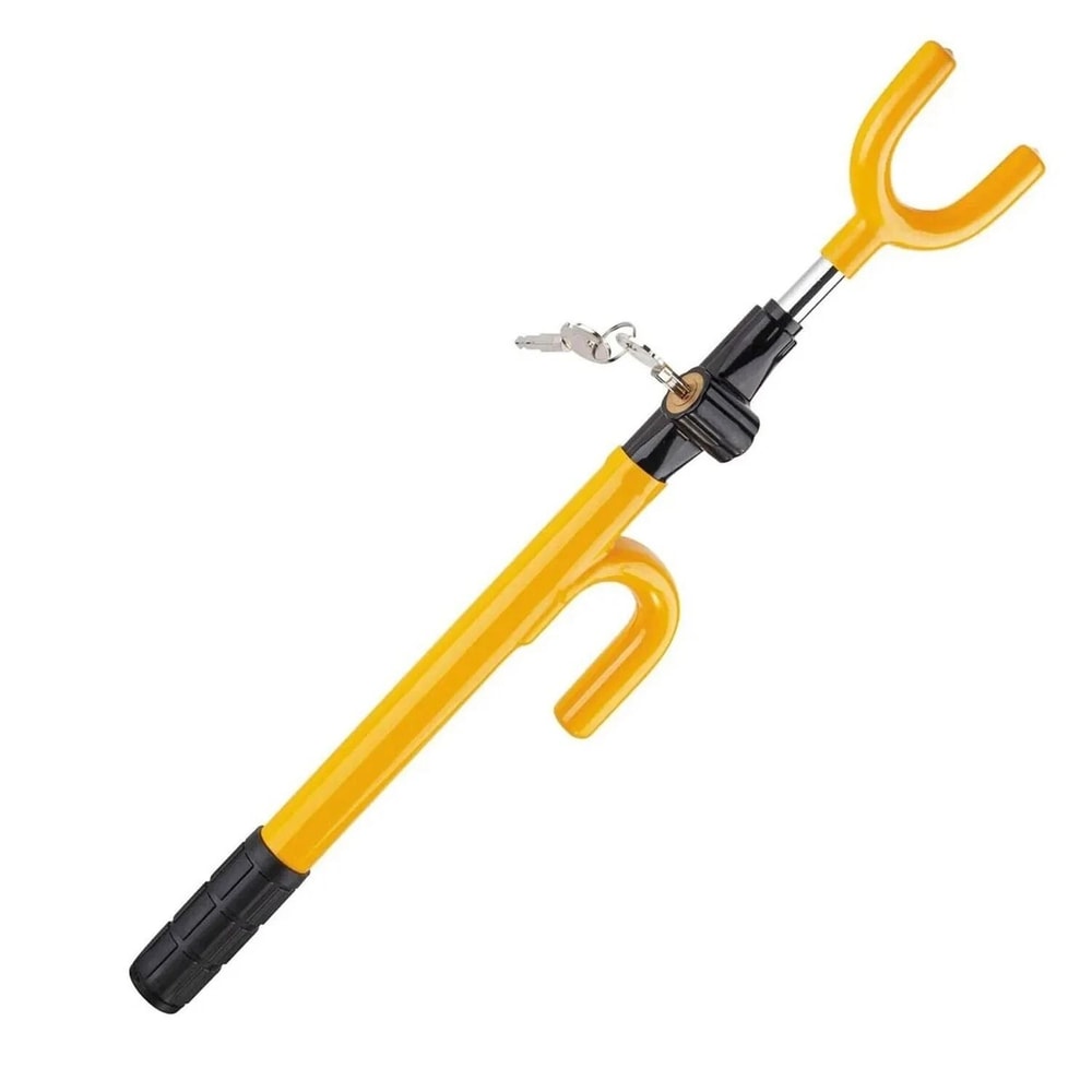 AntiTheft Steering Wheel Lock Club Twin Hooks Universal Fits Car Truck Van Yellow 1