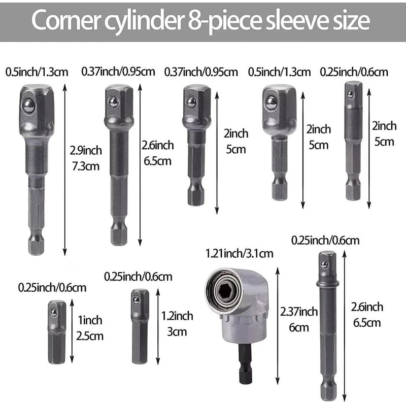Impact Socket Adapter Impact Hex Shank Right Angle Drill Extension Drill Bits Set 1