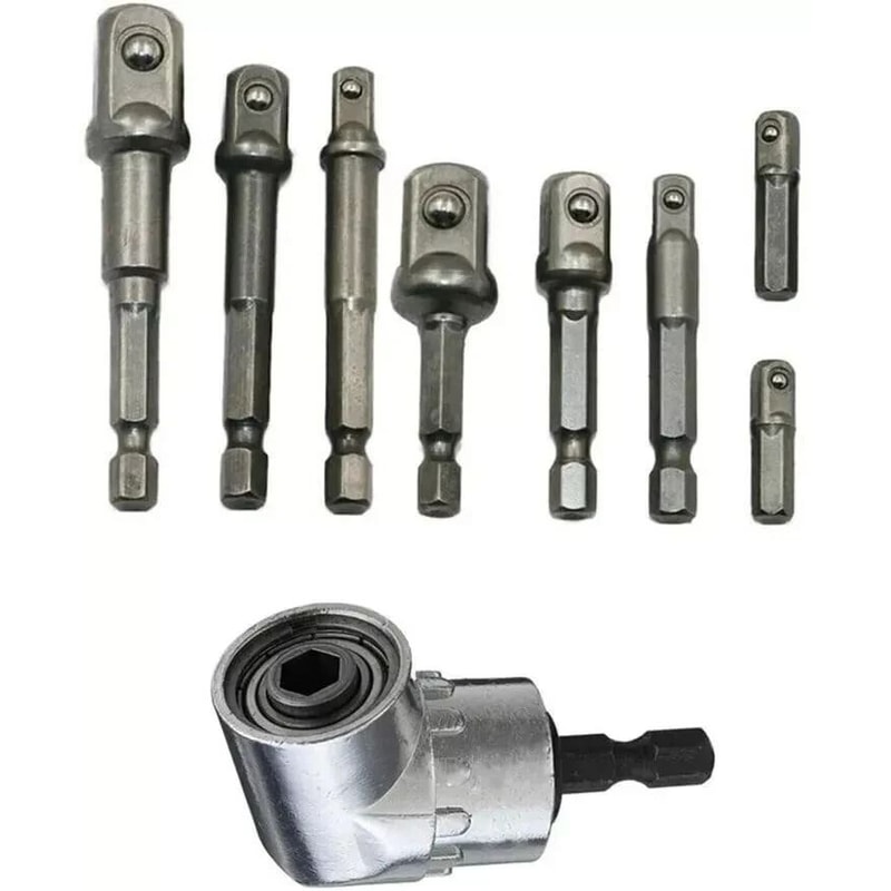 Impact Socket Adapter Impact Hex Shank Right Angle Drill Extension Drill Bits Set 3