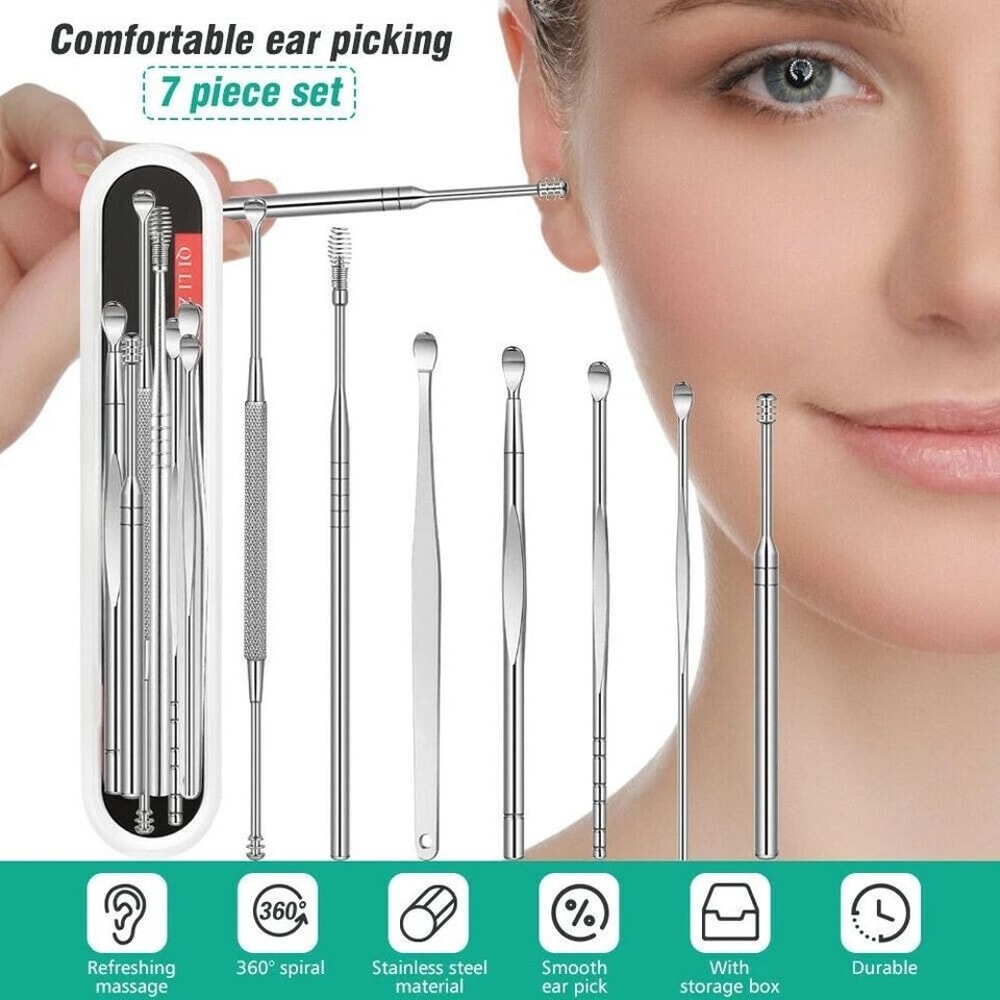 New Innovative Ear Wax Cleaner Tool Set Spring Ear Pick Ear Wax Removal Kit Stainless Steel Ear Cle 1