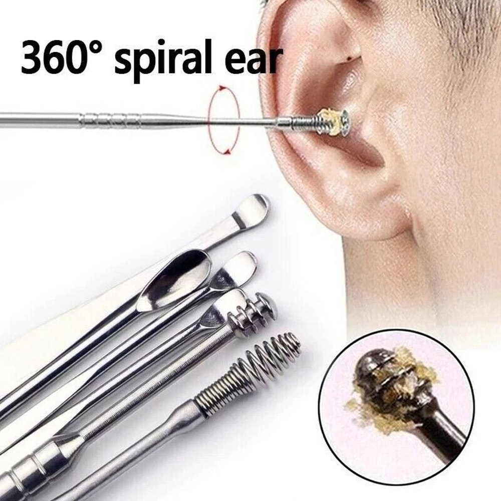 New Innovative Ear Wax Cleaner Tool Set Spring Ear Pick Ear Wax Removal Kit Stainless Steel Ear Cle 2
