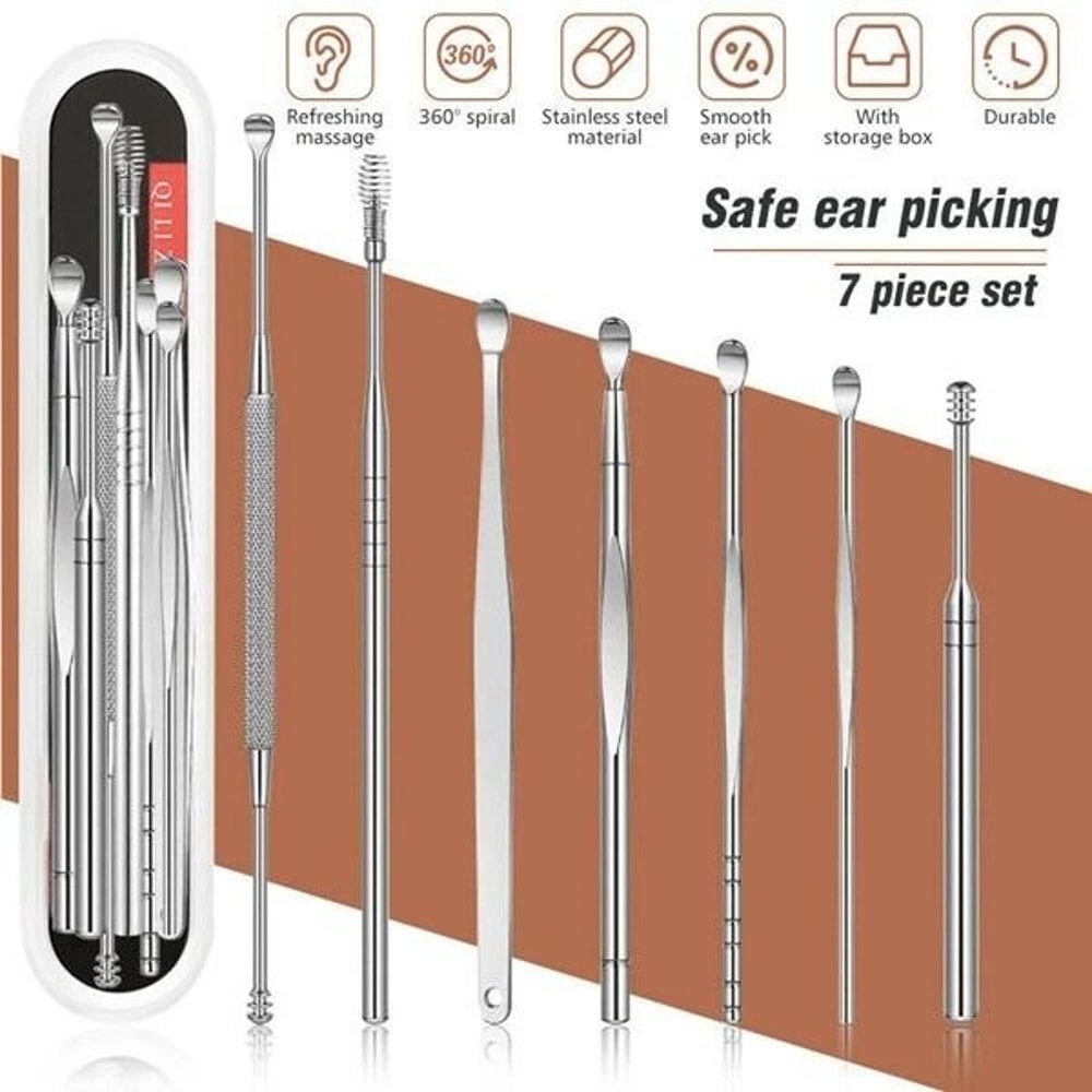 New Innovative Ear Wax Cleaner Tool Set Spring Ear Pick Ear Wax Removal Kit Stainless Steel Ear Cle 10