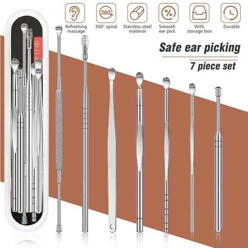 New Innovative Ear Wax Cleaner Tool Set Spring Ear Pick Ear Wax Removal Kit Stainless Steel Ear Cle 10