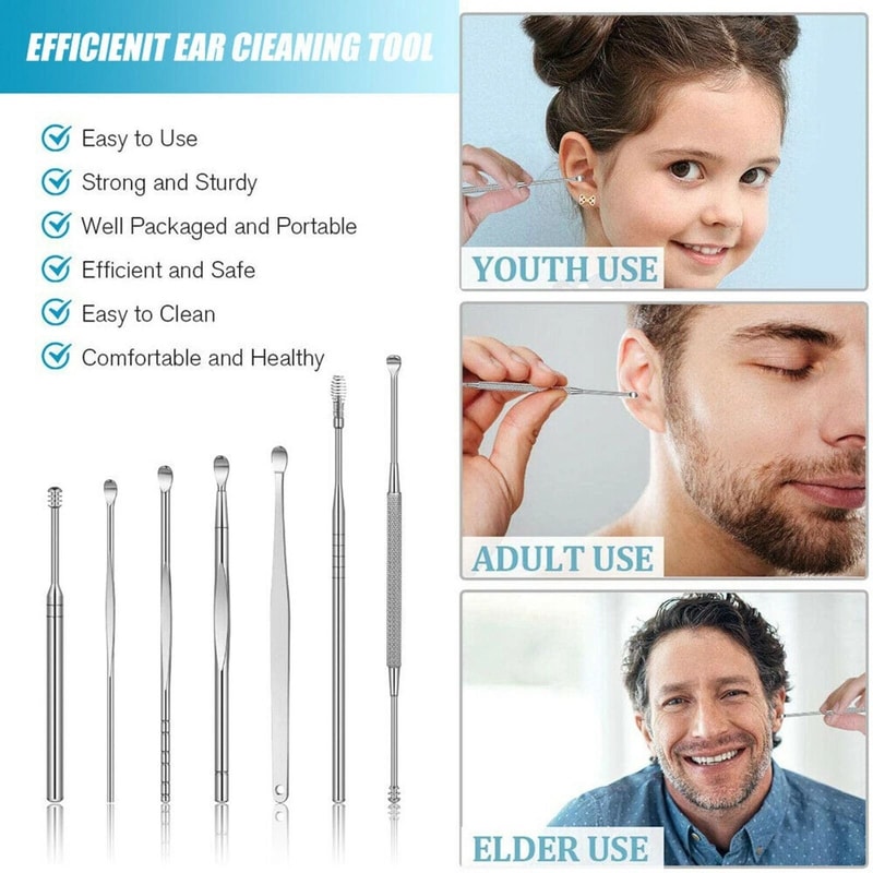 New Innovative Ear Wax Cleaner Tool Set Spring Ear Pick Ear Wax Removal Kit Stainless Steel Ear Cle 11