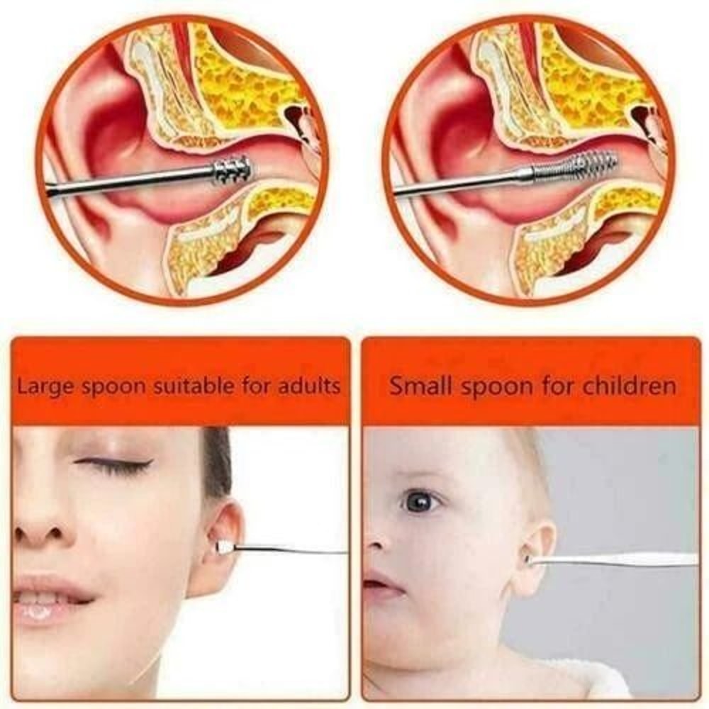 New Innovative Ear Wax Cleaner Tool Set Spring Ear Pick Ear Wax Removal Kit Stainless Steel Ear Cle 6