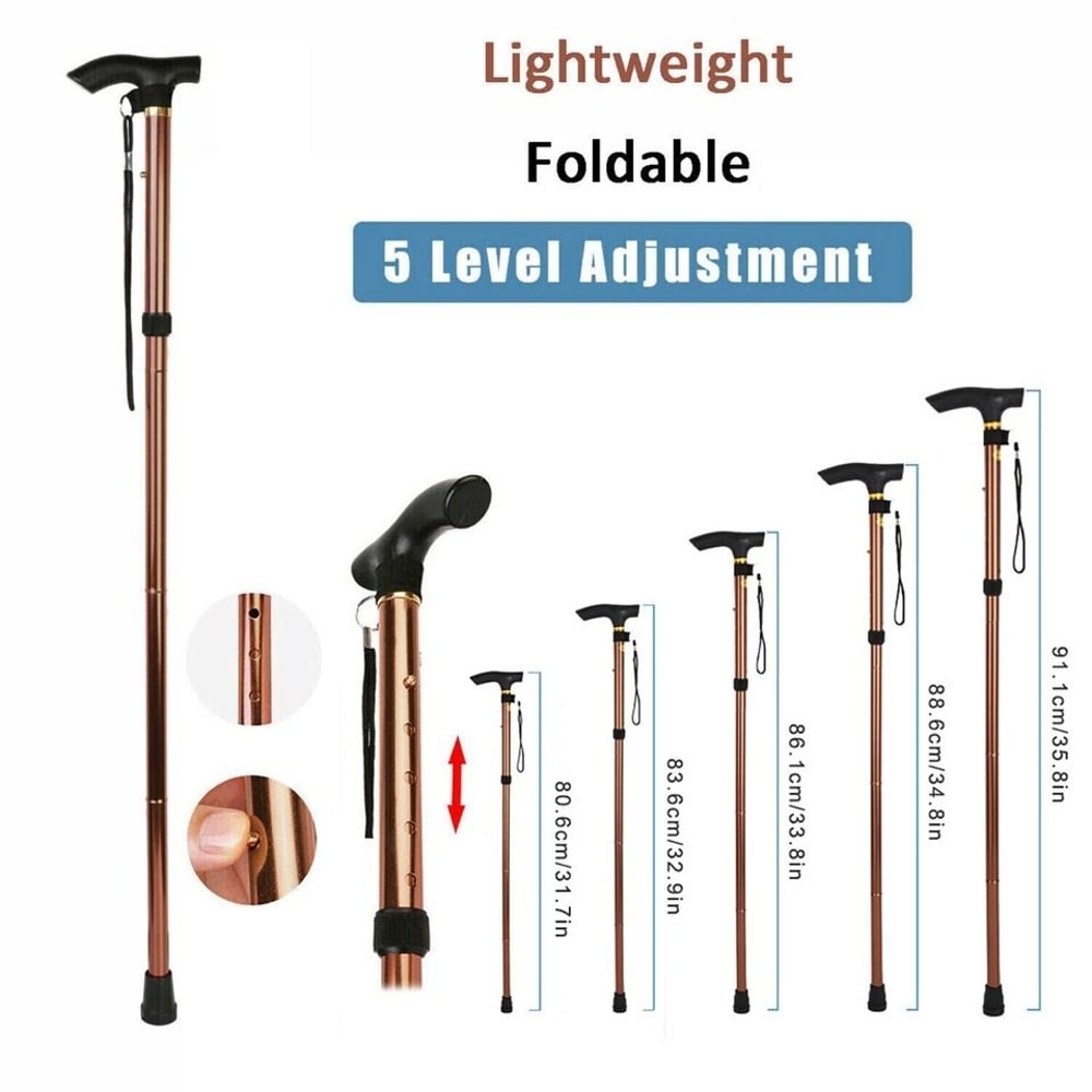 Collapsible Travel Hiking Stick Adjustable Folding Walking Cane Lightweight Aluminum Cane Walking S 5