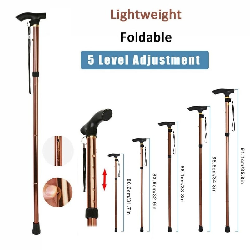 Collapsible Travel Hiking Stick Adjustable Folding Walking Cane Lightweight Aluminum Cane Walking S 5
