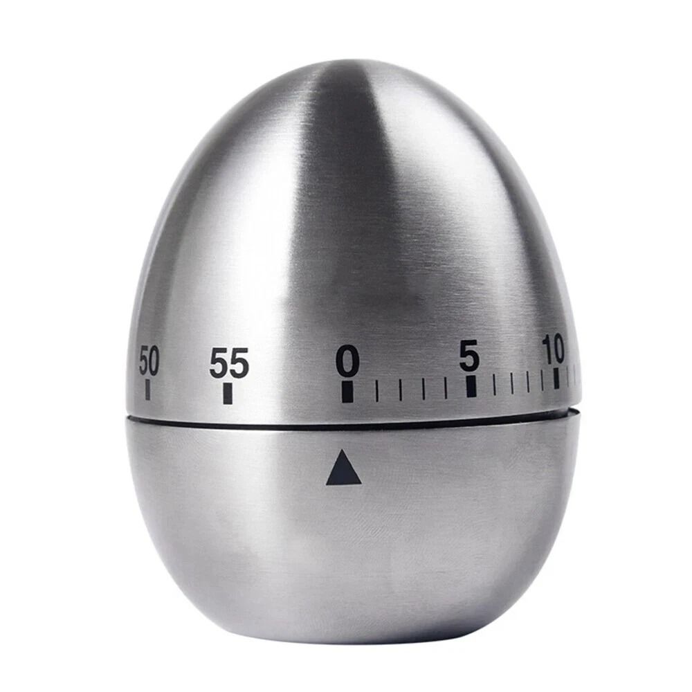 NEW Stainless Steel Mechanical Rotate Timer Egg Shape Manual Countdown Timer Creative Kitchen Timer 0