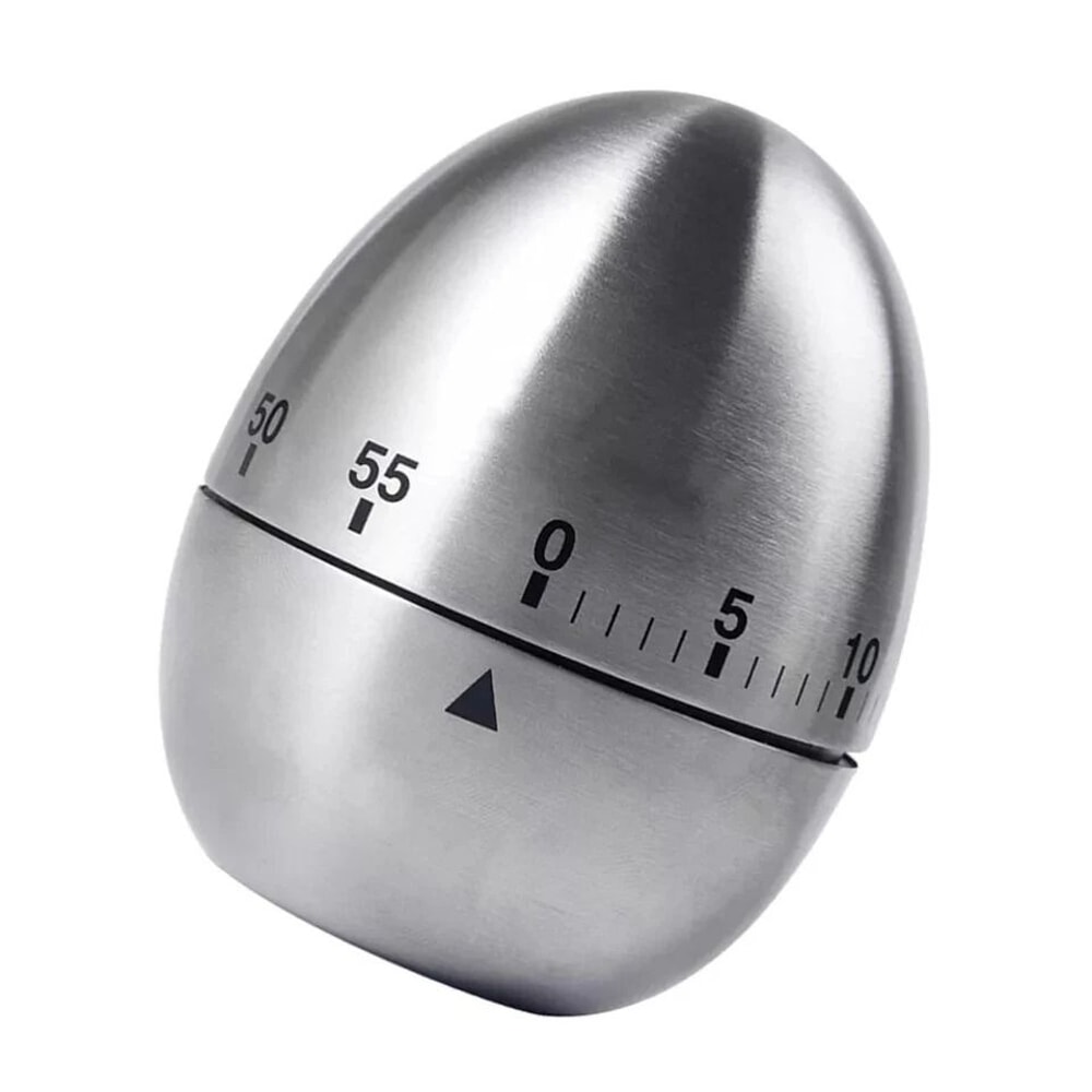 NEW Stainless Steel Mechanical Rotate Timer Egg Shape Manual Countdown Timer Creative Kitchen Timer 2