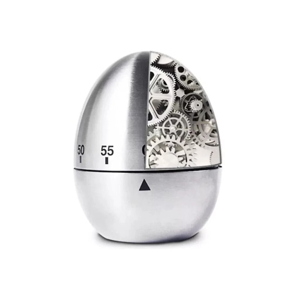 NEW Stainless Steel Mechanical Rotate Timer Egg Shape Manual Countdown Timer Creative Kitchen Timer 6