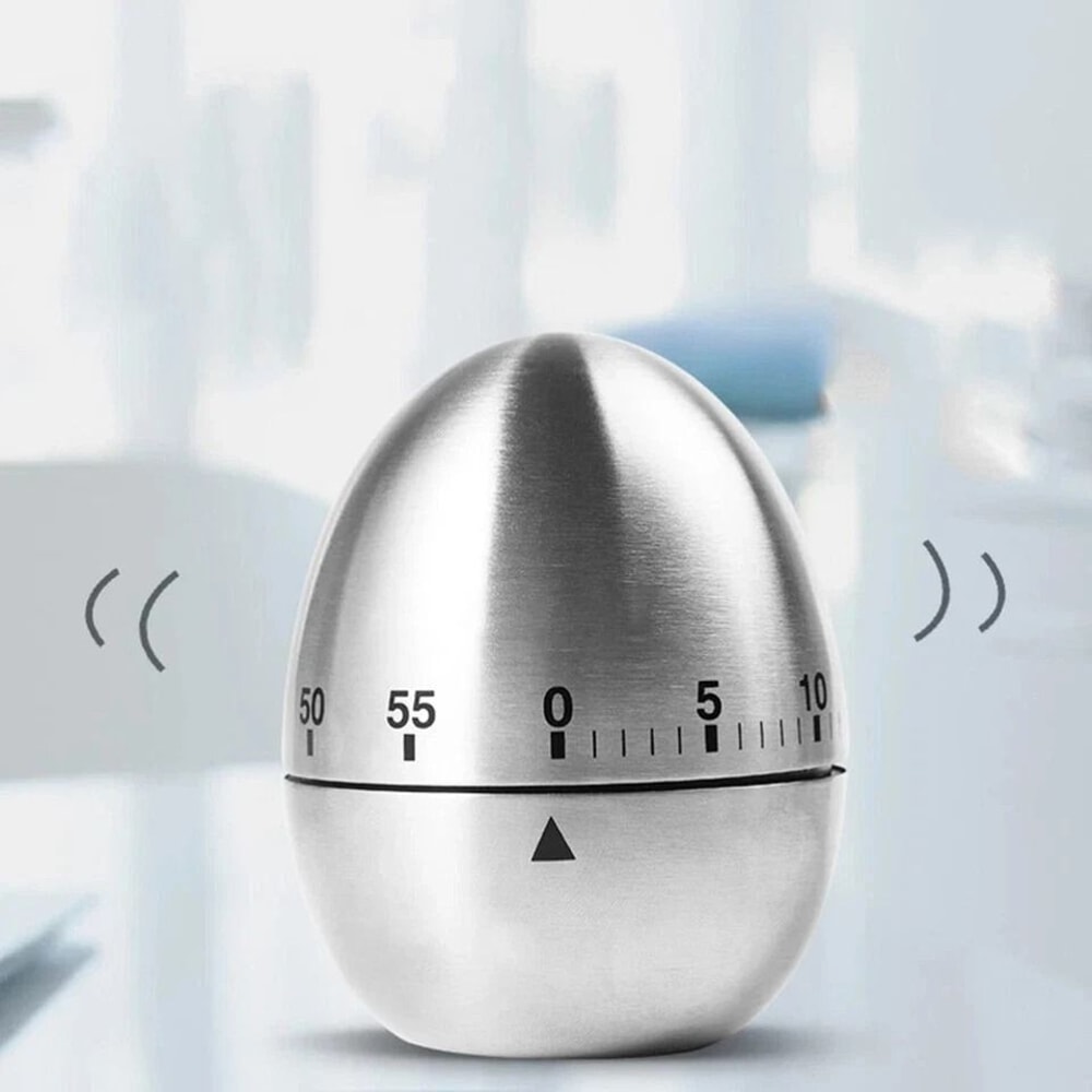 NEW Stainless Steel Mechanical Rotate Timer Egg Shape Manual Countdown Timer Creative Kitchen Timer 8