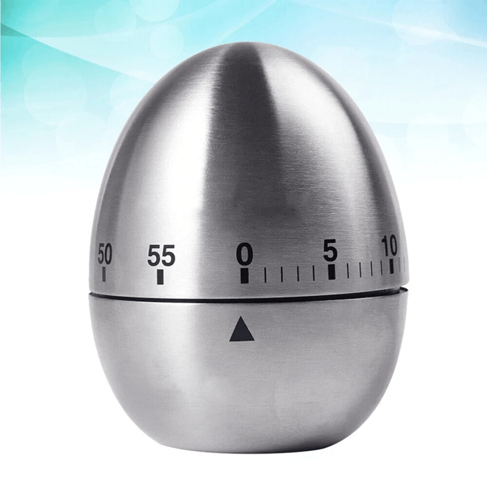 NEW Stainless Steel Mechanical Rotate Timer Egg Shape Manual Countdown Timer Creative Kitchen Timer 9