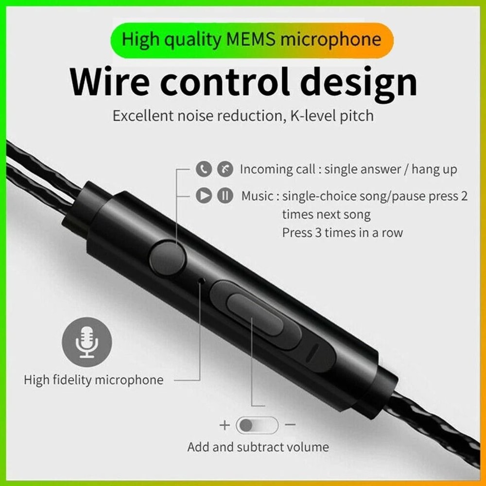 Wired HIFI Super Bass Headset InEar Stereo Earbuds HighQuality Sound BuiltIn Mic Volume Control For 2
