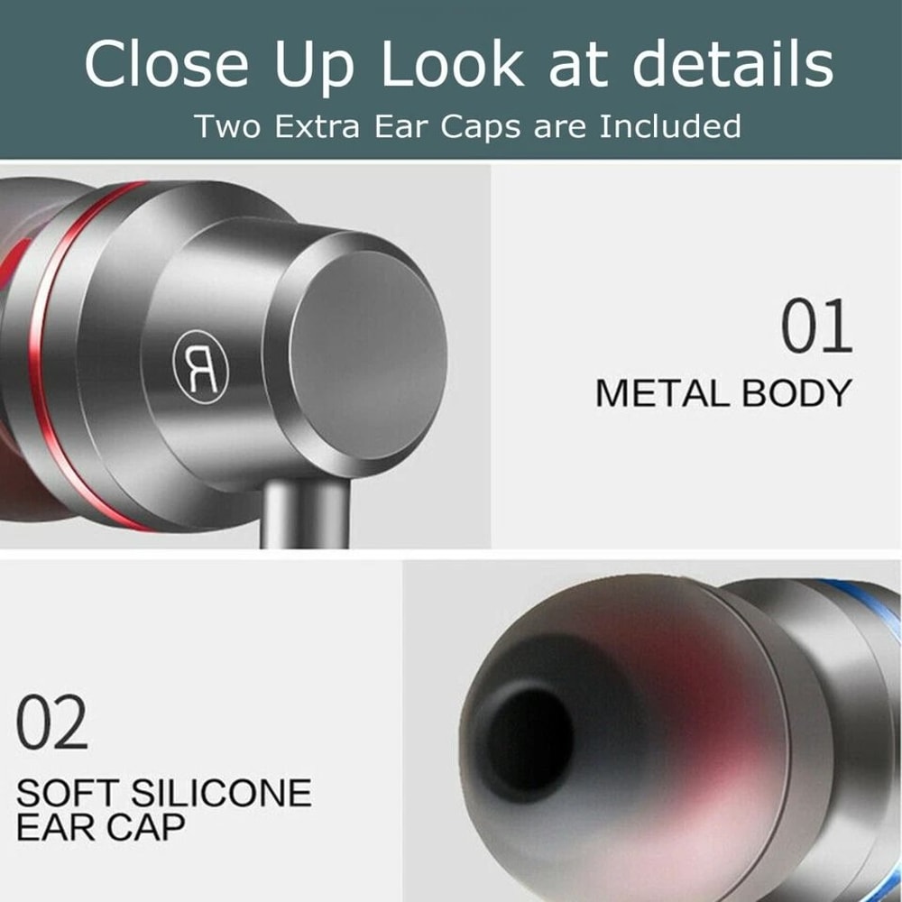 Wired HIFI Super Bass Headset InEar Stereo Earbuds HighQuality Sound BuiltIn Mic Volume Control For 4