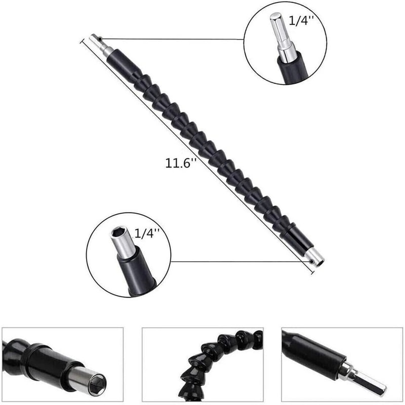 Right Angle Drill Adapter Flexible Shaft Extension Bit Hex Shank Perfect Driver For Tight Spaces 6