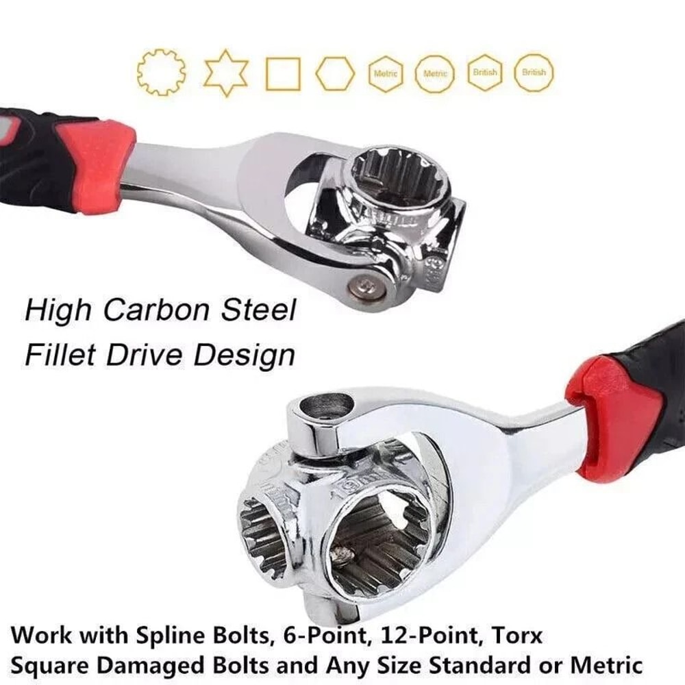MultiFunction Universal Wrench Adjustable Tiger Spanners Chrome Vanadium Rotation Tool For Nuts 7