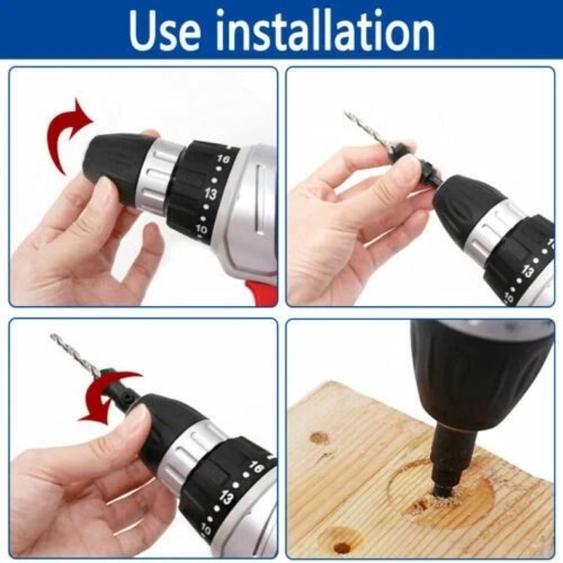 Hex Shank HSS Countersink Drill Bit Set Woodworking Perfect For Pilot Screw Holes Titanium Coated F 9