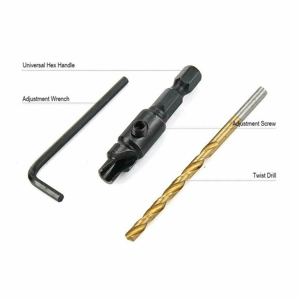 Hex Shank HSS Countersink Drill Bit Set Woodworking Perfect For Pilot Screw Holes Titanium Coated F 6