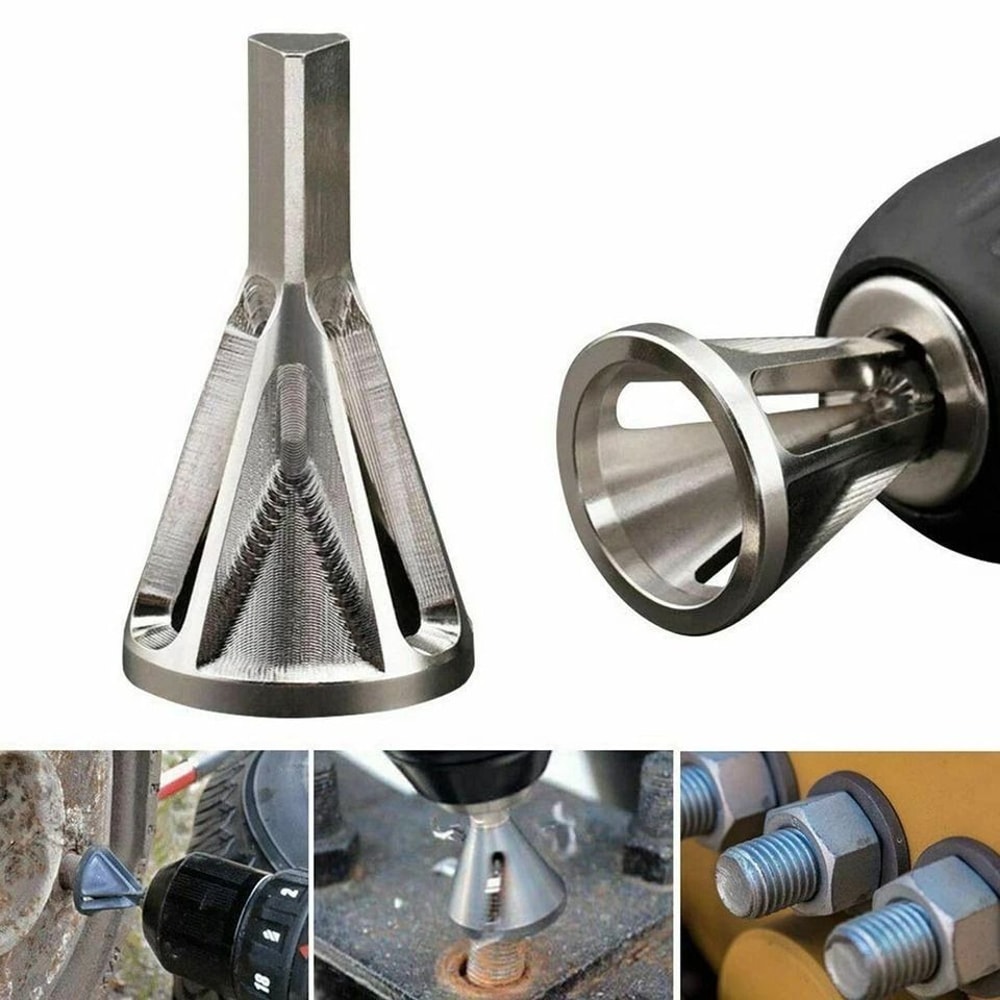 High Strength Deburring External Chamfer Tool HSS Triangle Drill Bit For Fast Bolt Thread Repair 1