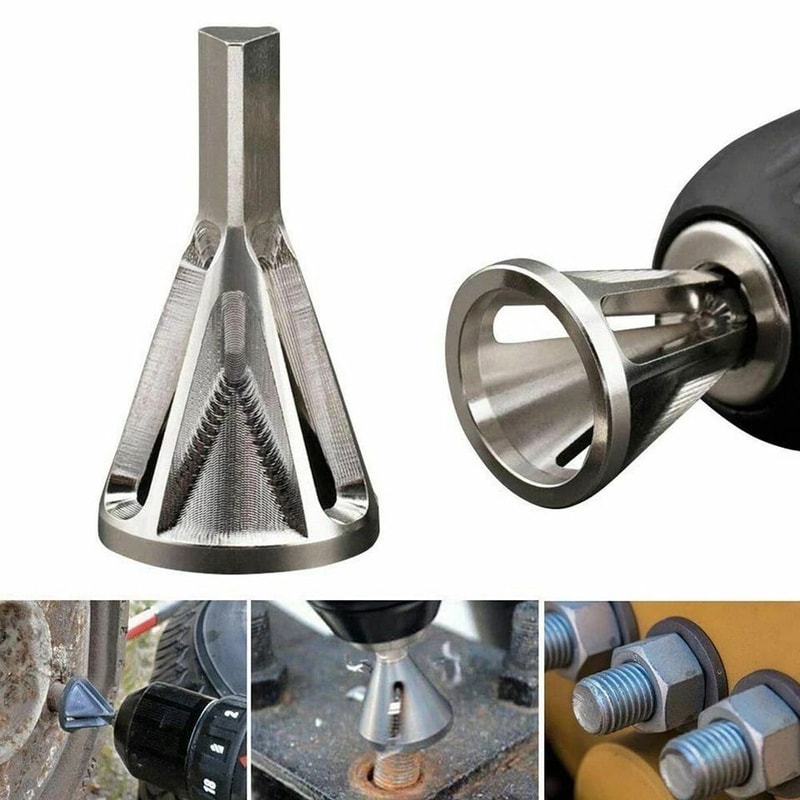 High Strength Deburring External Chamfer Tool HSS Triangle Drill Bit For Fast Bolt Thread Repair 1