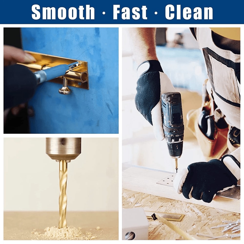 Titanium Coated Drill Bit Set With Hex Shank Quick Change HighSpeed Steel For Steel Wood 8