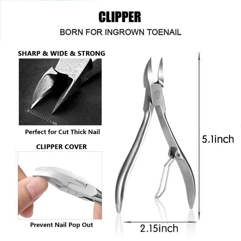 Toenail Clipper Set For Pedicure Manicure Professional Ingrown Toenail Tool Kit Stainless Steel 2