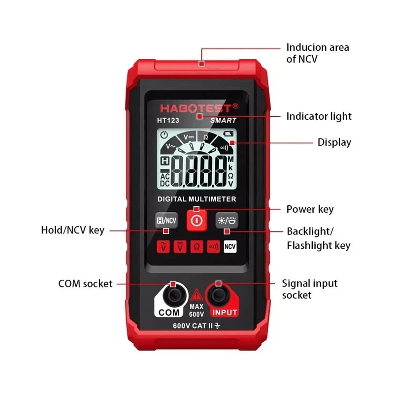 Digital Multimeter ACDC Voltage Tester Ohmmeter Smart Voltmeter For Beginners 20