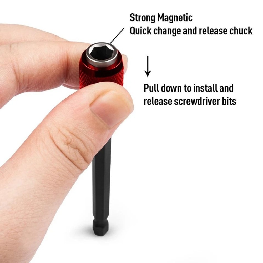 Hex Shank Drill Bit Holder With Magnetic Quick Release Extension For Screwdrivers And Drills 15