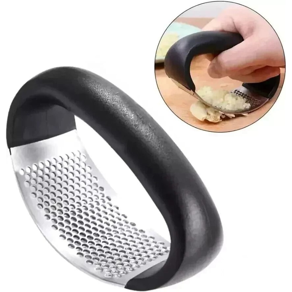 Ergonomic Garlic Press Rustproof Stainless Steel Curved Garlic Masher For Efficient Vegetable Chopp 1