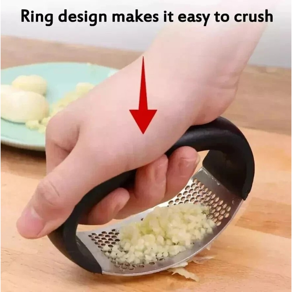 Ergonomic Garlic Press Rustproof Stainless Steel Curved Garlic Masher For Efficient Vegetable Chopp 5